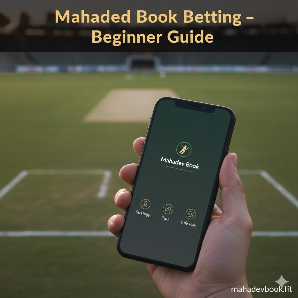 Mahadev Book Betting beginner guide banner showing a clean cricket and online betting theme with mahadevbook.fit branding